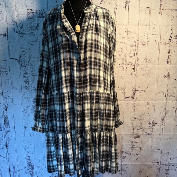 Gap Plaid Black & White Midi Dress. Size L - Picture 1 of 7